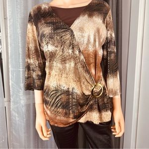 BIgi USA beautiful blouse brown metallic gold,